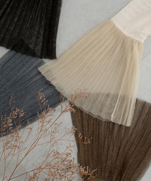 Ambre Neige（アンブルネージュ）の「glitter pleats tulle turtleneck tops / ラメプリーツチュールハイネックトップス（Tシャツ/カットソー・レディース・アイボリー/ダークグリーン/ブラック/グレー・FREE）」の12枚目の写真