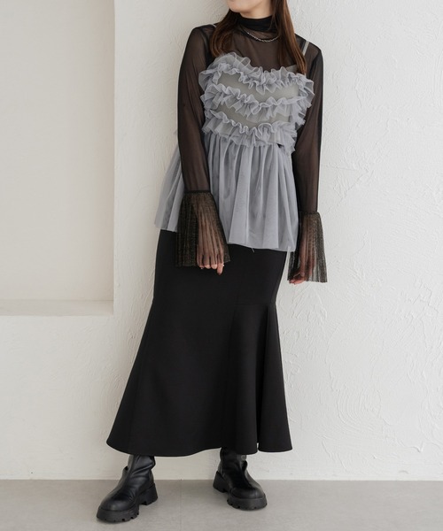 Ambre Neige（アンブルネージュ）の「glitter pleats tulle turtleneck tops / ラメプリーツチュールハイネックトップス（Tシャツ/カットソー・レディース・アイボリー/ダークグリーン/ブラック/グレー・FREE）」の19枚目の写真