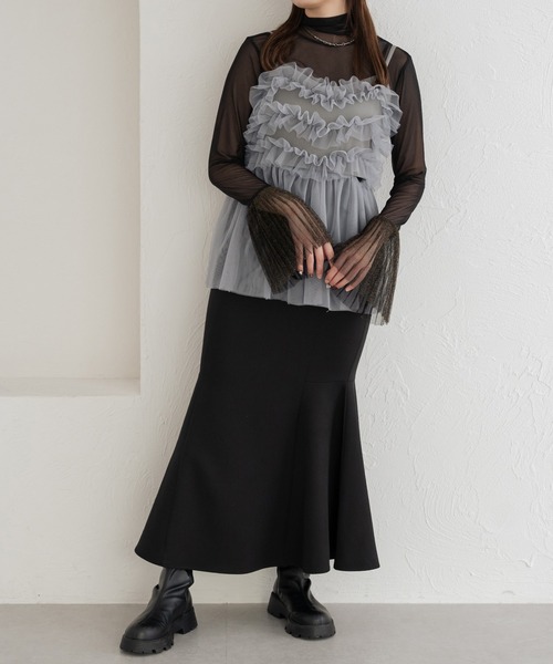 Ambre Neige（アンブルネージュ）の「glitter pleats tulle turtleneck tops / ラメプリーツチュールハイネックトップス（Tシャツ/カットソー・レディース・アイボリー/ダークグリーン/ブラック/グレー・FREE）」の20枚目の写真