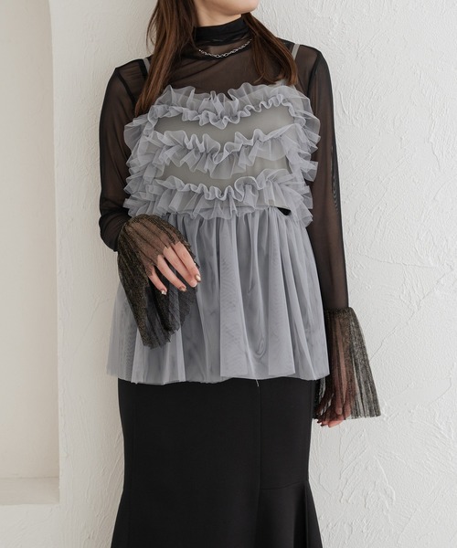 Ambre Neige（アンブルネージュ）の「glitter pleats tulle turtleneck tops / ラメプリーツチュールハイネックトップス（Tシャツ/カットソー・レディース・アイボリー/ダークグリーン/ブラック/グレー・FREE）」の21枚目の写真