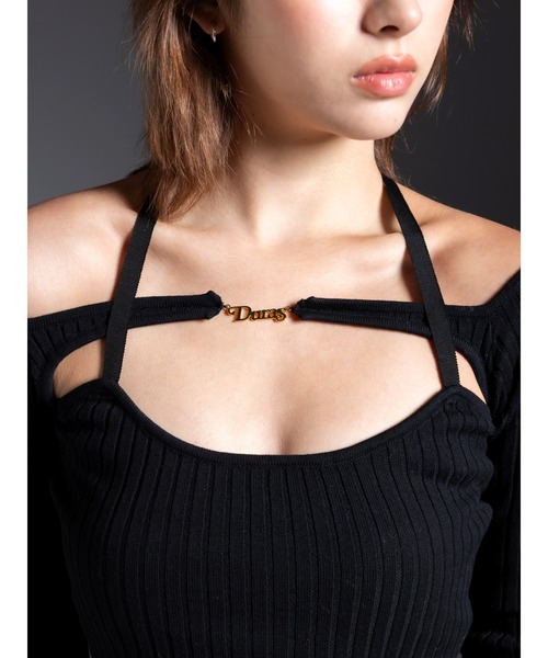 DURAS（デュラス）の「Knit with logo plate（ニット/セーター・レディース・ピンク/ブラック/ワインレッド・FREE）」の11枚目の写真