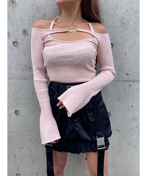 DURAS（デュラス）の「Knit with logo plate（ニット/セーター・レディース・ピンク/ブラック/ワインレッド・FREE）」の18枚目の写真