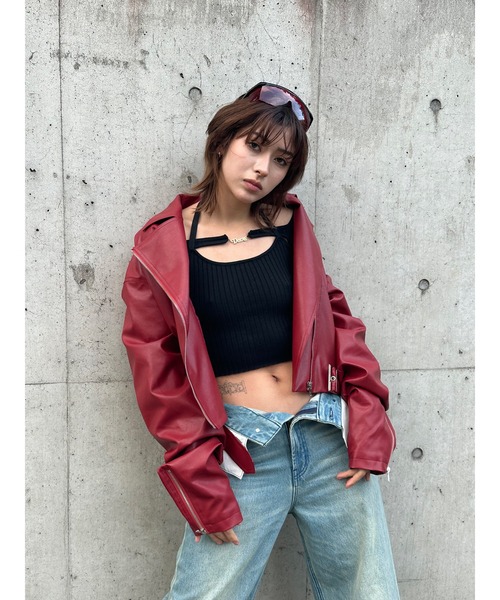 DURAS（デュラス）の「Knit with logo plate（ニット/セーター・レディース・ピンク/ブラック/ワインレッド・FREE）」の16枚目の写真