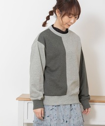 裏毛アシンメトリー配色プルオーバー