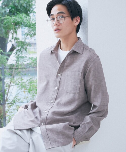 THE SHOP TK （ザ ショップ ティーケー ）の「◆【セットアップ可／ドライタッチ】Reflax（R） リネンライクレギュラーシャツ（シャツ/ブラウス・メンズ・ネイビー/チャコールグレー/オフホワイト/ブラウン系・04/03/02）」の6枚目の写真
