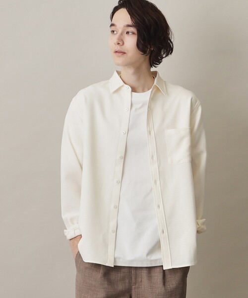 THE SHOP TK （ザ ショップ ティーケー ）の「◆【セットアップ可／ドライタッチ】Reflax（R） リネンライクレギュラーシャツ（シャツ/ブラウス・メンズ・ネイビー/チャコールグレー/オフホワイト/ブラウン系・04/03/02）」の21枚目の写真