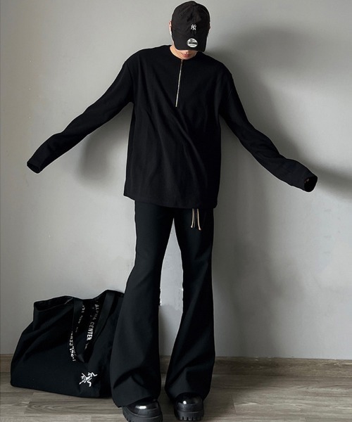 Ressaca(レサーカ)の「オーバーサイズ ハーフジップワッフルロンT カットソー(Tシャツ/カットソー・メンズ・ホワイト/ブラック/グレー・S/M/L/XL)」の13枚目の写真
