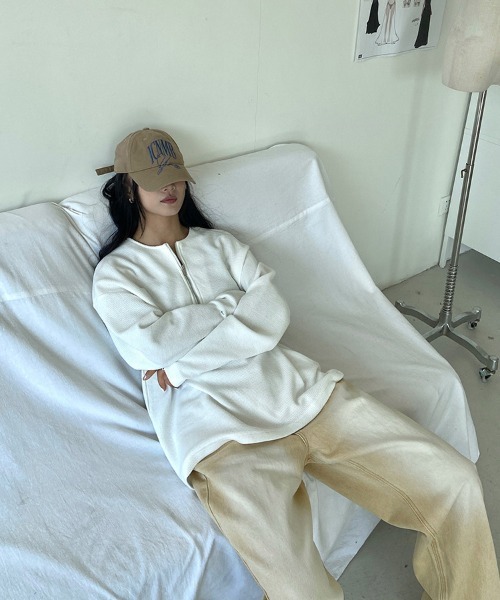 Ressaca(レサーカ)の「オーバーサイズ ハーフジップワッフルロンT カットソー(Tシャツ/カットソー・メンズ・ホワイト/ブラック/グレー・S/M/L/XL)」の8枚目の写真