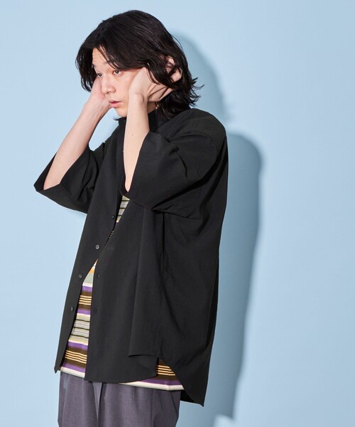 CITEN（シテン）の「＜CITEN＞シアー ビッグ シャツ（シャツ/ブラウス・メンズ・ナチュラル/ブラック・L/M）」の6枚目の写真