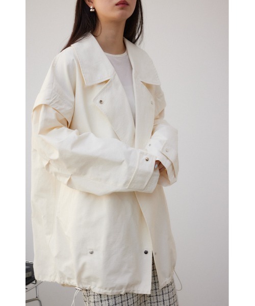 AZUL by moussy(アズールバイマウジー)の「2WAYミリタリーミドルコート(ミリタリージャケット・レディース・ブラック/アイボリー・FREE)」の16枚目の写真