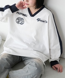 forksy. | 【forksy.】オーバーサイズVネックゲームシャツロンT(Tシャツ/カットソー)