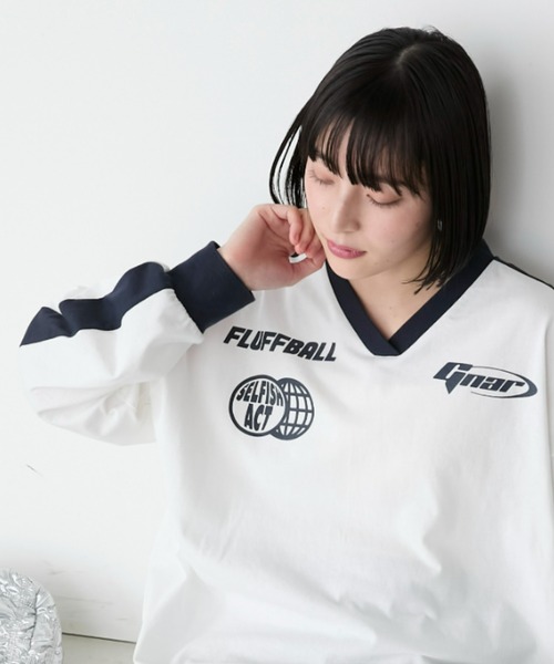 forksy.（フォルクシー）の「【forksy.】オーバーサイズVネックゲームシャツロンT（Tシャツ/カットソー・レディース・ネイビー/ブラック/オフホワイト・FREE）」の7枚目の写真