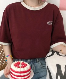 バイカラーTシャツ 韓国半袖 カジュアル