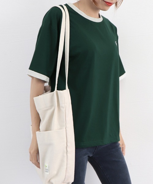Miniministore(ミニミニストア)の「バイカラーTシャツ 韓国半袖 カジュアル(Tシャツ/カットソー・レディース・ダークグリーン/ワインレッド・XL/L)」の20枚目の写真