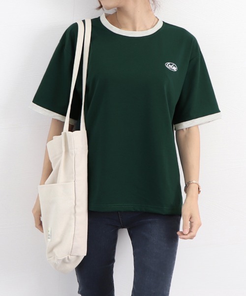 Miniministore(ミニミニストア)の「バイカラーTシャツ 韓国半袖 カジュアル(Tシャツ/カットソー・レディース・ダークグリーン/ワインレッド・XL/L)」の21枚目の写真