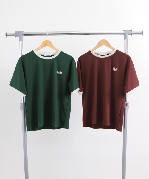 Miniministore(ミニミニストア)の「バイカラーTシャツ 韓国半袖 カジュアル(Tシャツ/カットソー・レディース・ダークグリーン/ワインレッド・XL/L)」の5枚目の写真