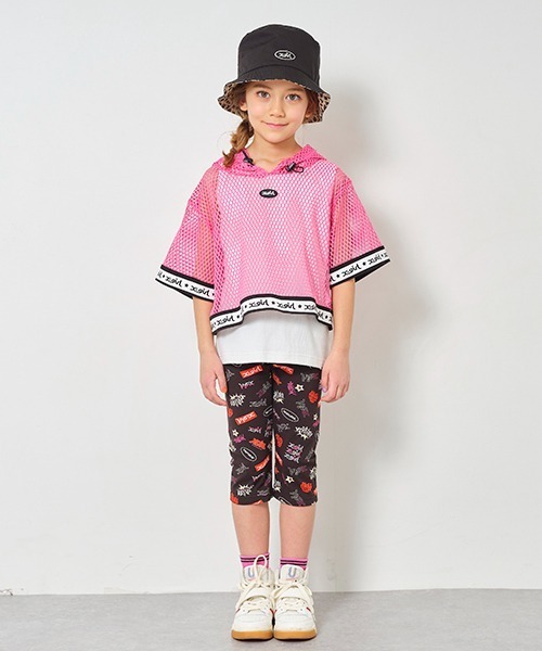 X-girl Stages(エックスガールステージス)の「オーバルロゴ刺繍リバーシブルバケットハット(ハット・キッズ・ブラック/ラベンダー・XS(48-52)/S(52-56))」の6枚目の写真