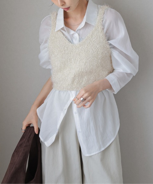 AMELY（エミリー）の「ラメシャギービスチェ（キャミソール・レディース・ピンク/ブラック/ベージュ/シルバー/ブラウン系/グレー・フリー）」の5枚目の写真