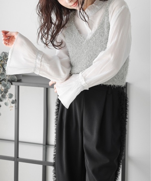 AMELY（エミリー）の「ラメシャギービスチェ（キャミソール・レディース・ピンク/ブラック/ベージュ/シルバー/ブラウン系/グレー・フリー）」の18枚目の写真