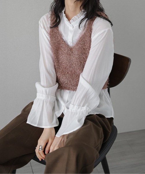 AMELY（エミリー）の「ラメシャギービスチェ（キャミソール・レディース・ピンク/ブラック/ベージュ/シルバー/ブラウン系/グレー・フリー）」の21枚目の写真