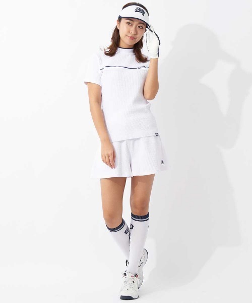 FILA GOLF（フィラゴルフ ）の「【FILA GOLF/フィラゴルフ】レディース半袖モックネックシャツ　ゴルフ（シャツ/ブラウス・レディース・ライム/ネイビー/ホワイト・X-LARGE/LARGE/MEDIUM）」の21枚目の写真