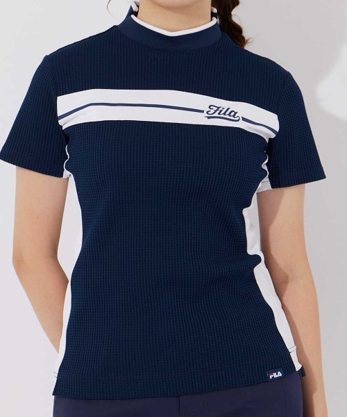 FILA GOLF（フィラゴルフ ）の「【FILA GOLF/フィラゴルフ】レディース半袖モックネックシャツ　ゴルフ（シャツ/ブラウス・レディース・ライム/ネイビー/ホワイト・X-LARGE/LARGE/MEDIUM）」の19枚目の写真
