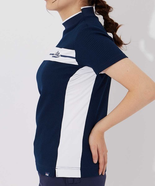 FILA GOLF（フィラゴルフ ）の「【FILA GOLF/フィラゴルフ】レディース半袖モックネックシャツ　ゴルフ（シャツ/ブラウス・レディース・ライム/ネイビー/ホワイト・X-LARGE/LARGE/MEDIUM）」の16枚目の写真