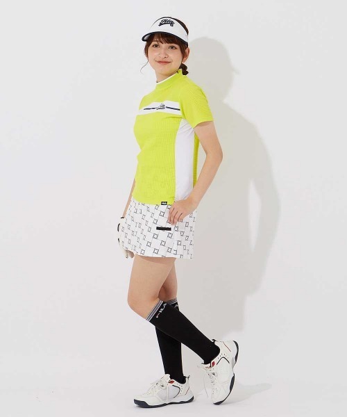 FILA GOLF（フィラゴルフ ）の「【FILA GOLF/フィラゴルフ】レディース半袖モックネックシャツ　ゴルフ（シャツ/ブラウス・レディース・ライム/ネイビー/ホワイト・X-LARGE/LARGE/MEDIUM）」の9枚目の写真