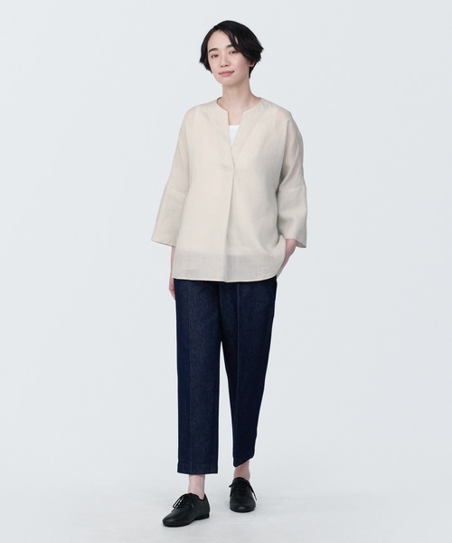 無印良品（ムジルシリョウヒン）の「婦人　細番手ラミーブラウス（シャツ/ブラウス・レディース・ライトグレー/ライトイエロー・S/M/L/XL）」の3枚目の写真