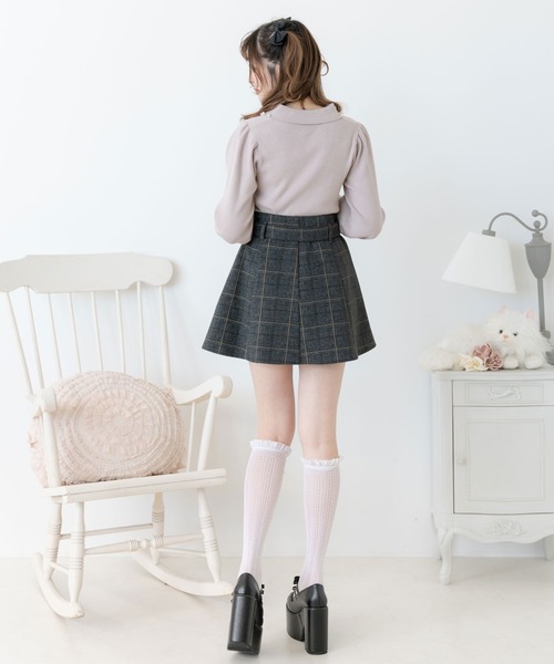 DearMyLoveRose(ディアマイラブローズ)の「ベルトセットチェックフレアスカート(スカート・レディース・ブラック/グレー・SMALL/MEDIUM/LARGE/LL/3L)」の4枚目の写真