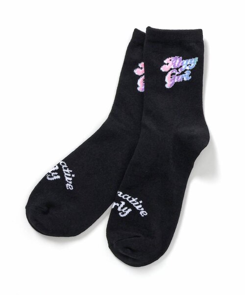 algy（アルジー）の「グラデロゴクルーソックス（ソックス/靴下・キッズ・ブラック/サックスブルー/オフホワイト・24/21）」の2枚目の写真