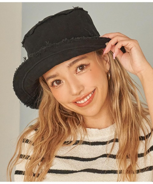 anap mimpi（アナップミンピ）の「リバーシブル キャンバス フリンジ バケットハット（ハット・レディース・ブラック/カーキ/ホワイト・FREE）」の9枚目の写真