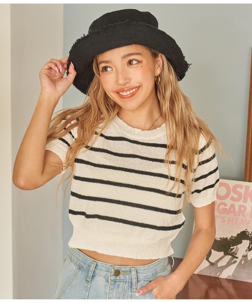 anap mimpi（アナップミンピ）の「リバーシブル キャンバス フリンジ バケットハット（ハット・レディース・ブラック/カーキ/ホワイト・FREE）」の10枚目の写真