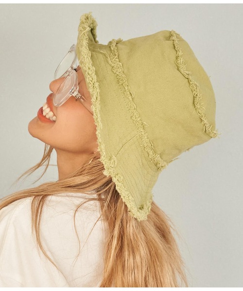 anap mimpi（アナップミンピ）の「リバーシブル キャンバス フリンジ バケットハット（ハット・レディース・ブラック/カーキ/ホワイト・FREE）」の13枚目の写真