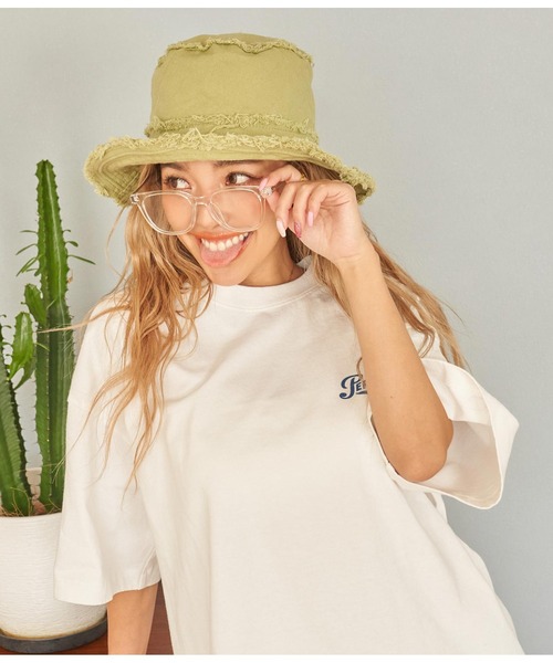 anap mimpi（アナップミンピ）の「リバーシブル キャンバス フリンジ バケットハット（ハット・レディース・ブラック/カーキ/ホワイト・FREE）」の15枚目の写真