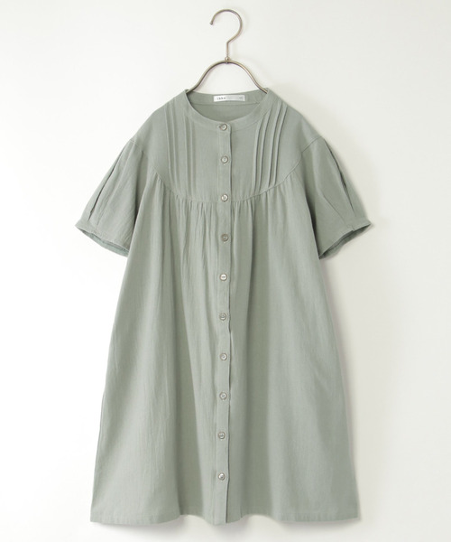 ikka(イッカ)の「前開きシャツワンピース(120~160cm)(ワンピース・キッズ・グリーン系その他/ネイビー・120/130/140/150/160)」の1枚目の写真