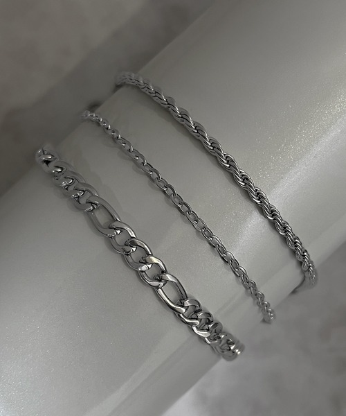 SBG（エスビー）の「SBG 3点セット チェーンブレスレット（ブレスレット・メンズ・シルバー/シルバー系その他/シルバー系その他2/シルバー系その他3・FREE）」の3枚目の写真