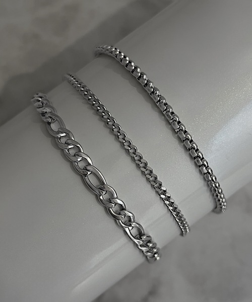 SBG（エスビー）の「SBG 3点セット チェーンブレスレット（ブレスレット・メンズ・シルバー/シルバー系その他/シルバー系その他2/シルバー系その他3・FREE）」の4枚目の写真