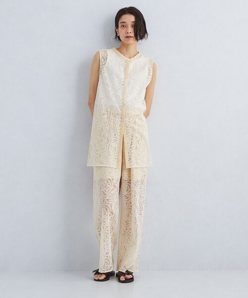 green label relaxing（グリーンレーベルリラクシング）の「レース チュニック ブラウス（シャツ/ブラウス・レディース・ブラック/オフホワイト・FREE）」の4枚目の写真