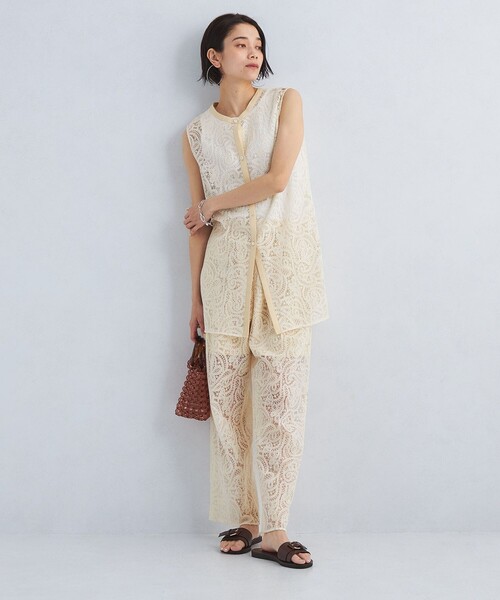 green label relaxing（グリーンレーベルリラクシング）の「レース チュニック ブラウス（シャツ/ブラウス・レディース・ブラック/オフホワイト・FREE）」の5枚目の写真