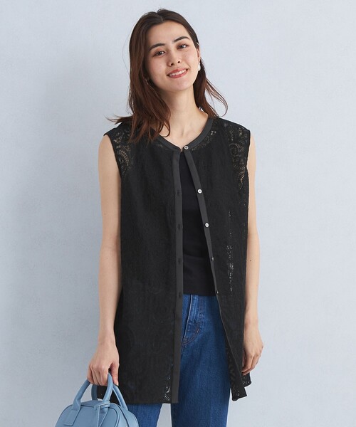 green label relaxing（グリーンレーベルリラクシング）の「レース チュニック ブラウス（シャツ/ブラウス・レディース・ブラック/オフホワイト・FREE）」の9枚目の写真