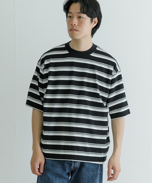 new basic　マルチボーダーニットTシャツ new basic マルチボーダーニットTシャツ[URA5-22T032]｜URBAN