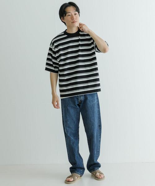 URBAN RESEARCH(アーバンリサーチ)の「16GマルチボーダーニットTシャツ(Tシャツ/カットソー・メンズ・ブラック/ライトグレー・MEDIUM/LARGE)」の18枚目の写真