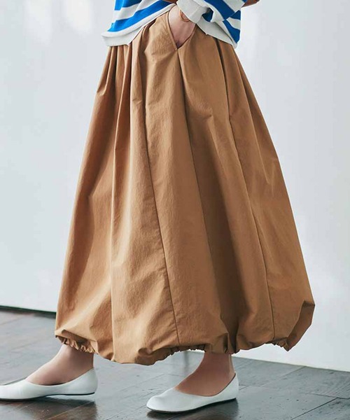 ShirtPassion　スカート　イタリア製　シワ加工　ペイント　黄　イエロー エアリーコットン・プリーツスカーチョ／90cm/40代50代からの