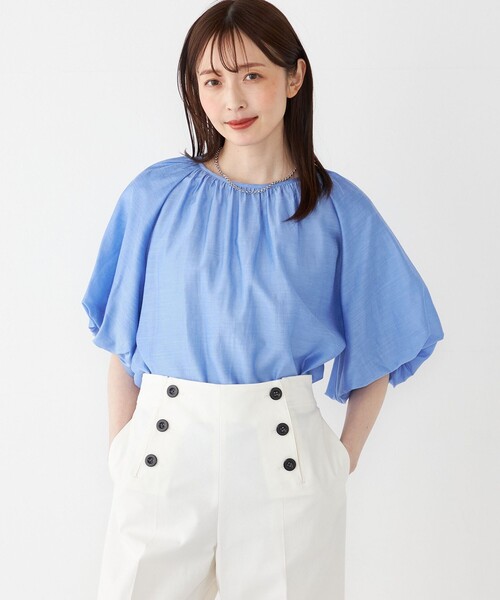 SHIPS Colors(シップス カラーズ)の「SHIPS Colors:〈手洗い可能〉スラブ ボリュームスリーブ ブラウス◇(シャツ/ブラウス・レディース・イエロー/ブラック/オフホワイト/ブルー/クリーム/ブラウン・ONE SIZE)」の18枚目の写真