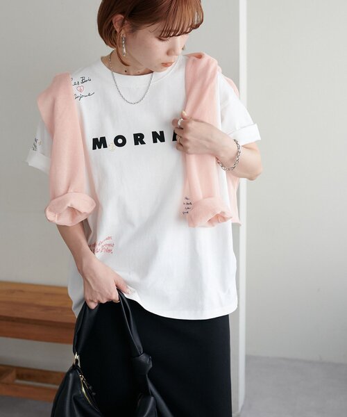 DISCOAT(ディスコート)の「【WEB限定】総柄刺繍ロゴTシャツ《ユニセックス》(Tシャツ/カットソー・レディース・ピンク/オフホワイト/チャコールグレー/ネイビー・SMALL/FREE)」の7枚目の写真