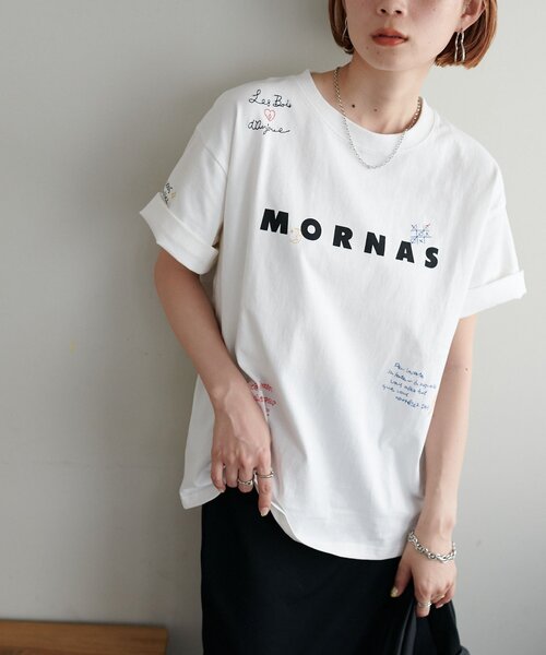 DISCOAT(ディスコート)の「【WEB限定】総柄刺繍ロゴTシャツ《ユニセックス》(Tシャツ/カットソー・レディース・ピンク/オフホワイト/チャコールグレー/ネイビー・SMALL/FREE)」の10枚目の写真