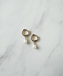 コンパクト淡水パールフープピアス