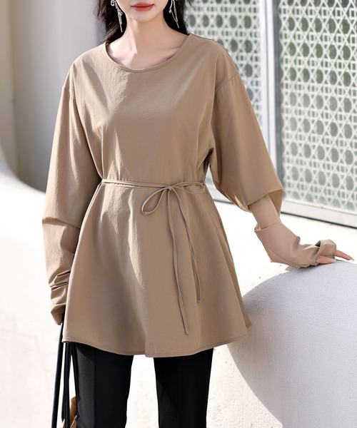 TeddyShop（テディショップ）の「【UVカット率 99%以上】レディース水着 長袖ラッシュガード+スリットロングパンツ 2点セット（ラッシュガード・レディース・ブラック/マスタード/ブルー/ブラウン/クリーム/ベージュ・M/L）」の17枚目の写真