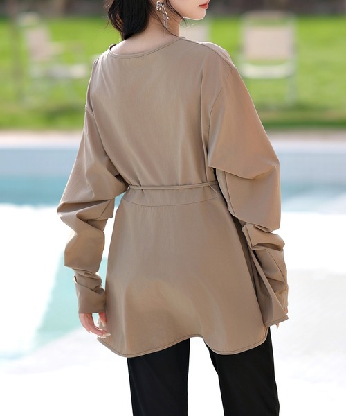 TeddyShop（テディショップ）の「【UVカット率 99%以上】レディース水着 長袖ラッシュガード+スリットロングパンツ 2点セット（ラッシュガード・レディース・ブラック/マスタード/ブルー/ブラウン/クリーム/ベージュ・M/L）」の19枚目の写真